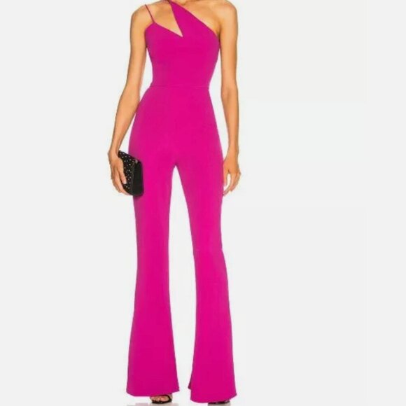 Hot pink asymmetric jumpsuit size small - Picture 1 of 4